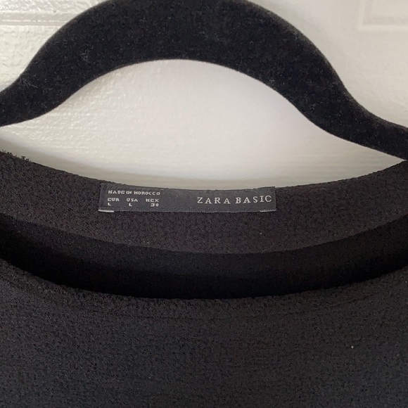 ZARA cropped kimono sleeve top crepe black size L - Picture 2 of 3